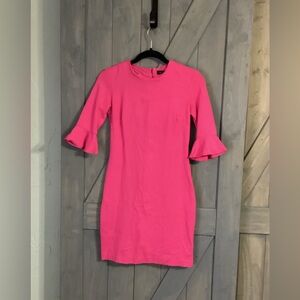 Banana Republic Bright Pink Ruffle Sleeve Dress